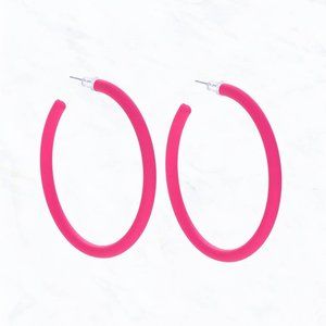 Fuchsia Rubber Color Coated Hoop Earrings